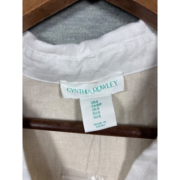 Cynthia Rowley Womens‎ Dress S Beige White Linen Blend - Picture 2 of 7